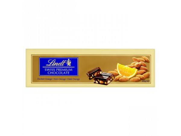 Lindt горький шоколад  с апельсином и миндальными орехами 300 г